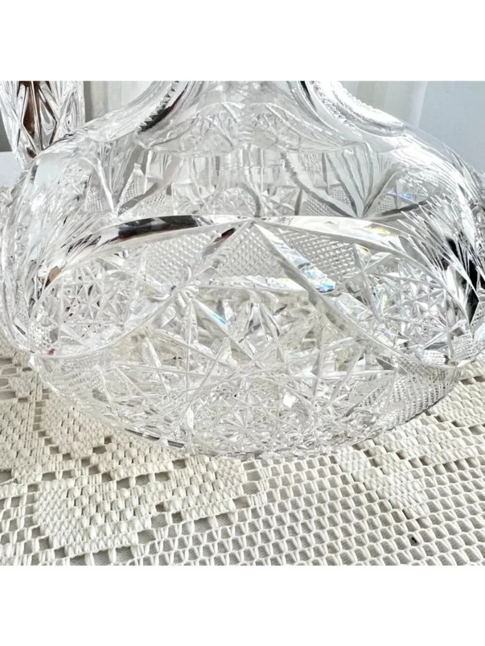 Vintage ABP Cut Glass Decanter Water Carafe Barware American Brilliant Design